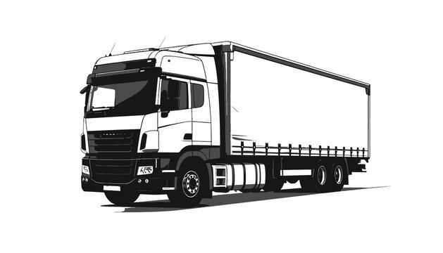 Large Semi Truck Front View.