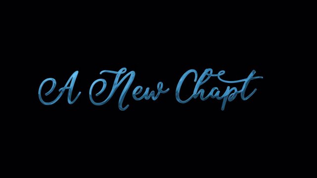 A New Chapter Campus Blue Handwriting Animation with flowing graceful strokes rendered in 4K resolution transparent background