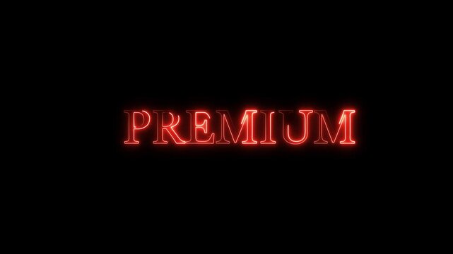 Red neon premium word text glowing sign effect animation loop on black background. Perfect for luxury brand promotion, exclusive offer, VIP service, and cinematic intro titles.