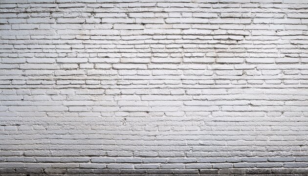 Vintage White Wash Brick Wall Texture For Design Panoramic Background
