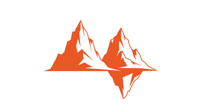 Symmetric orange mountain peaks reflection design.