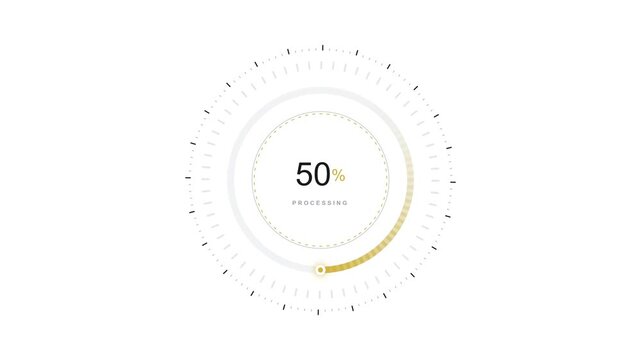 Loading Circle Animation Showing Digital Processing Progress from Zero to One Hundred Percent on a White Background