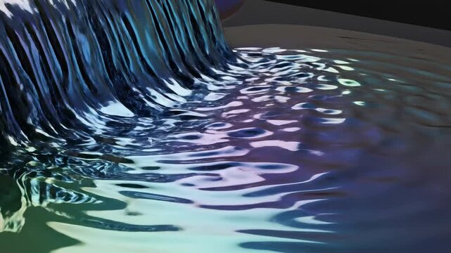 Fluid motion of colorful liquid spreading on a flat surface in a studio setting