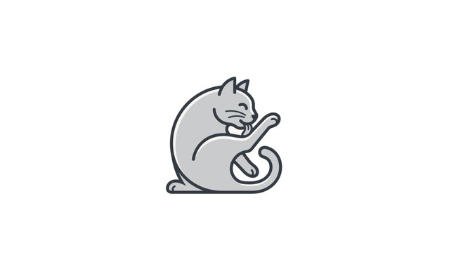 Gray cat icon, feline illustration, animal design, vector pet