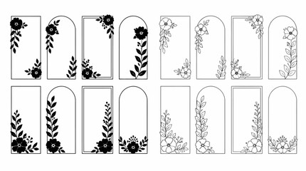 Obraz premium Floral Arch Frames Set for Elegant Wedding Invitations