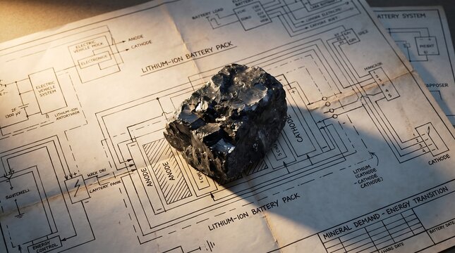 A detailed blueprint showcases a mysterious dark metallic object on architectural plans