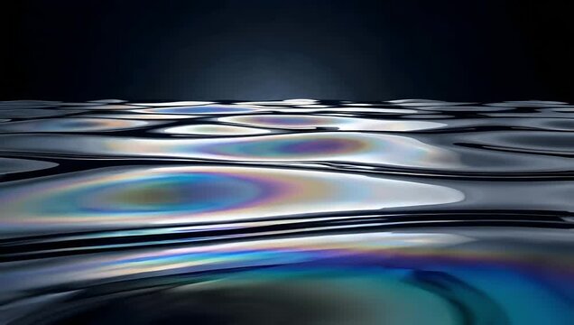  Flowing Liquid Mercury Waves on Black Surface - Abstract Geometric Patterns - Luxury Minimalist Art