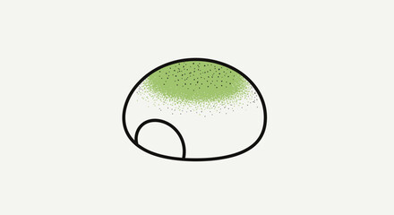 Minimalist outline of a dome shape filled with green gradient dots and black specks © Ahmad