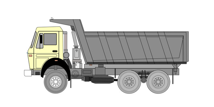 Side view of dump truck editable vector 