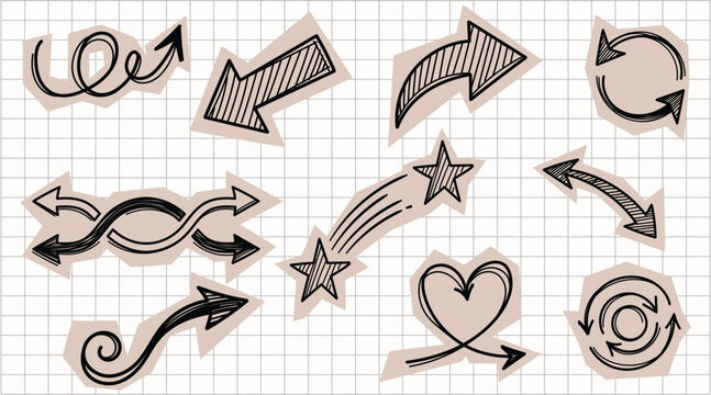 Hand-Drawn Arrows and Symbols Elements Set
