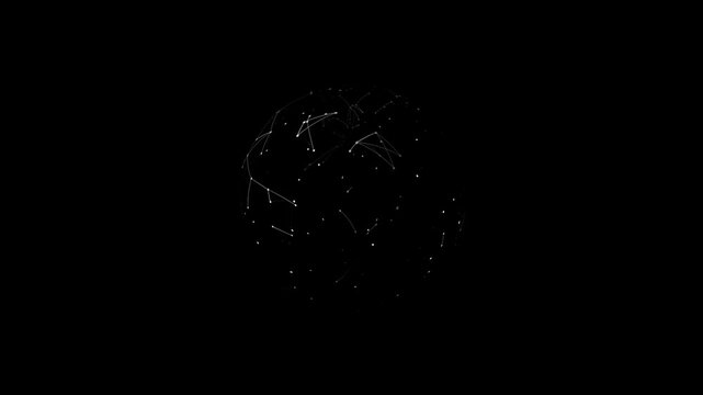 White abstract 3d sphere of glowing particles and energy waves. explosion with alpha channel