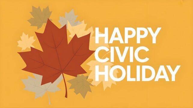 Happy civic holiday festive maple leaf graphic for august long weekend celebrations