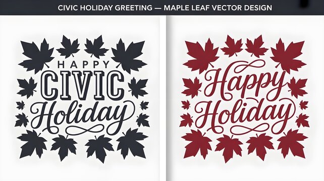 Civic holiday greetings canadian maple leaf vector designs for celebrations