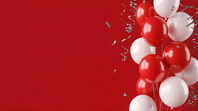 Civic holiday celebration red and white balloons with streamers for august long weekend