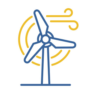 Wind turbine energy outline vector icon