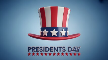 Presidents day civic holiday patriotic top hat with stars stripes