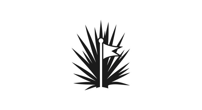 Minimalist black and white agave plant illustration.