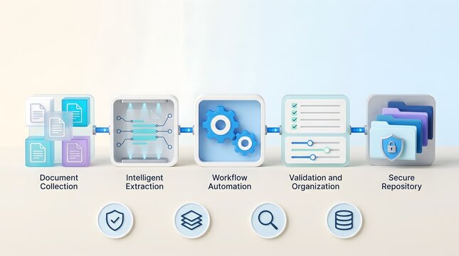 Intelligent extraction pipeline for document collection workflow automation and secure repository management