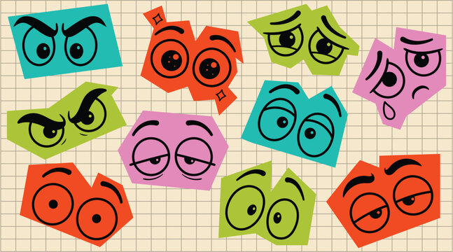 Eyes with Various Expressions Elements Set