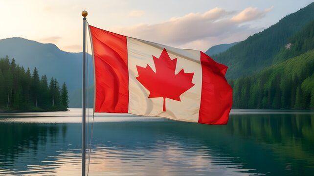 Canadian flag waving celebrating civic holiday and national pride in canada