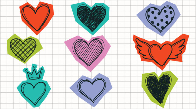 Hand Drawn Heart Set
