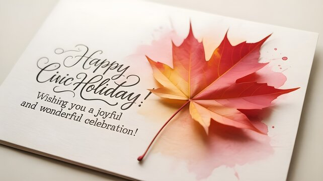 Civic holiday card autumn maple leaf festive greeting for august long weekend