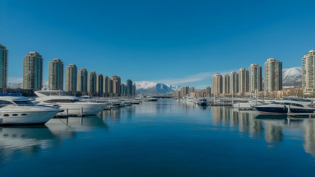 Civic holiday getaway luxurious yachts and modern cityscape at the marina
