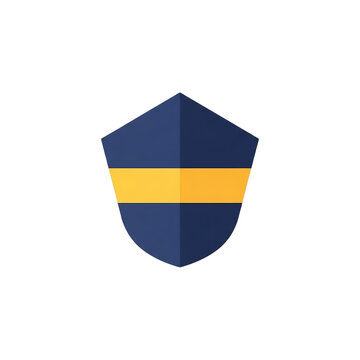 Minimalist Flat Shield Emblem with Horizontal Gold Stripe for Security and Corporate Branding Protection