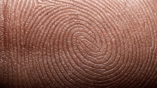 Extreme macro shot of human fingerprint texture showing detailed skin whorls and ridges