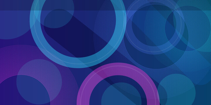 Dynamic geometric wallpaper with overlapping blue circles and thin ring patterns creating depth for contemporary visual design.