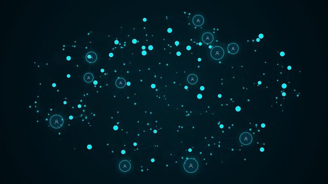 Abstract digital network with glowing blue particles and connections