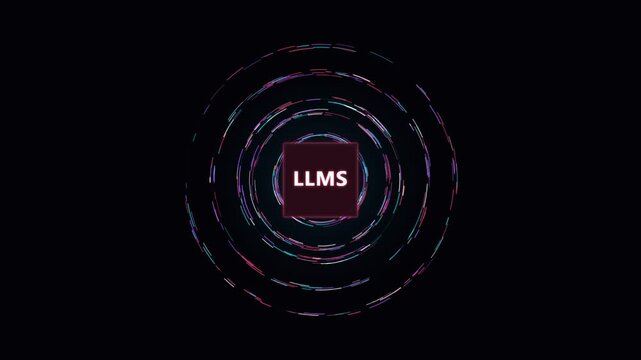 Abstract LLMs AI Technology Concept with Circular Data Waves