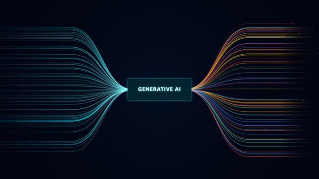 Generative AI concept diagram showing data input and output