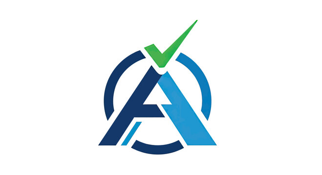 Letter A logo with green checkmark symbol