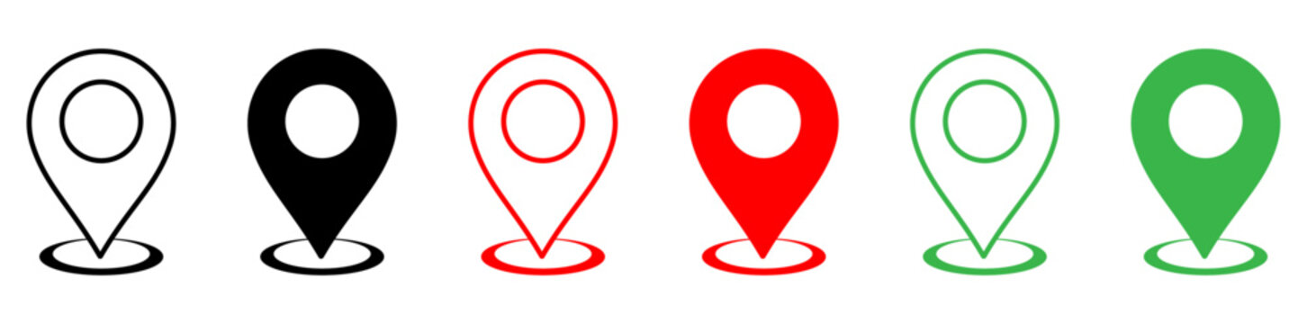 Location pin icon set. Location, map, marker, navigation, pin and destination icons for GPS apps, travel maps, tracking systems, wayfinding interfaces, UI design, websites, mobile applications and dig