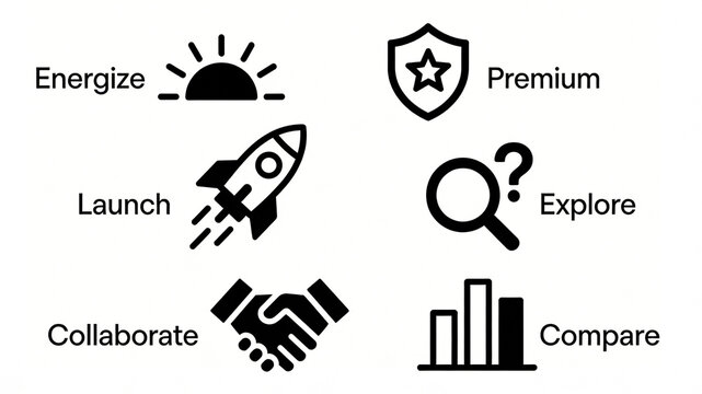 Adopting the design element of sunrise shield magnifying glass handshake bar chart, representing the concepts of team collaboration, competitor research, and quality upgrading
