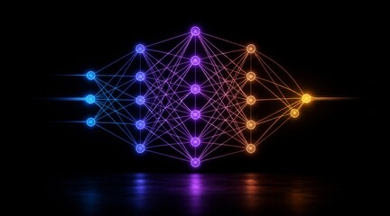 Fototapeta premium Abstract artificial neural network visualization with glowing interconnected nodes.