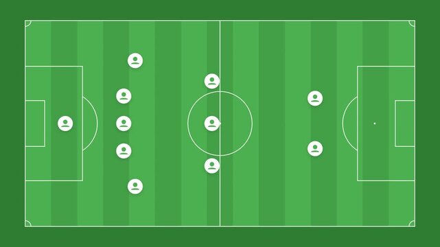 Soccer Strategy 5-3-2 Defensive Formation Animation. 4K Video