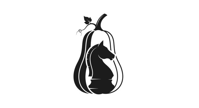 Black cat silhouette inside a pear illustration.