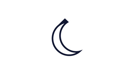 Minimalist crescent moon outline icon. © Nenes