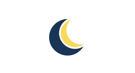 Stylized blue and yellow crescent moon logo. © Nenes