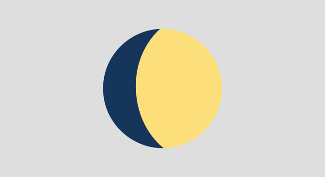 Split circle half moon shape icon