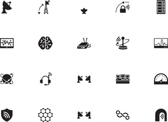 Fototapeta premium Collection of various technology and communication icons with transparent backgrounds for digital use