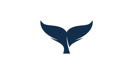 Navy blue whale tail fluke silhouette on white background © Sendal