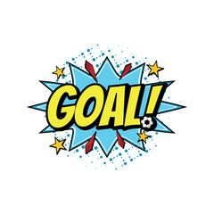 Soccer Element Vector. Typography spelling "Goal" in a colorful Pop Art comic style. © khoiril_faaizun