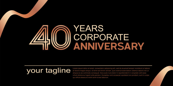 40 Years Corporate Anniversary Luxury Template on Black Background. Editable color and file.