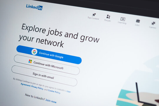 Coublevie, France - July 9, 2026: The homepage of LinkedIn on a laptop screen