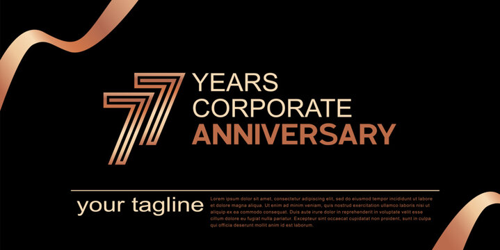 77 Years Corporate Anniversary Luxury Template on Black Background. Editable color and file.