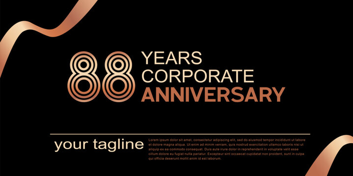 88 Years Corporate Anniversary Luxury Template on Black Background. Editable color and file.