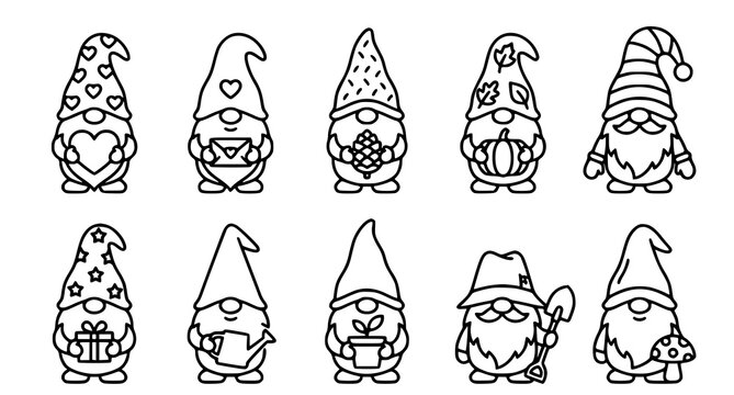 Charming gnome illustrations collection festive designs for crafts seasonal decor and whimsical projects